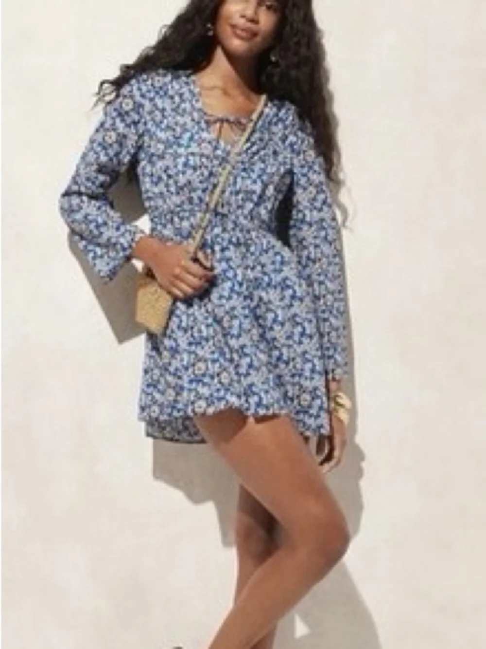 J. crew Tiered tie-front beach dress in cobalt floral cotton voile XL